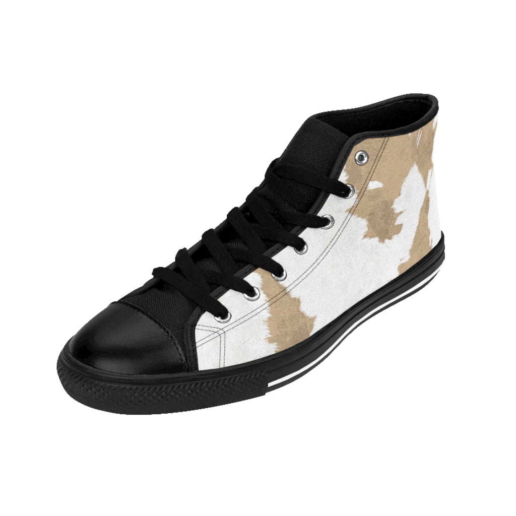 Beige High-top Cow Print Sneakers [Women's]