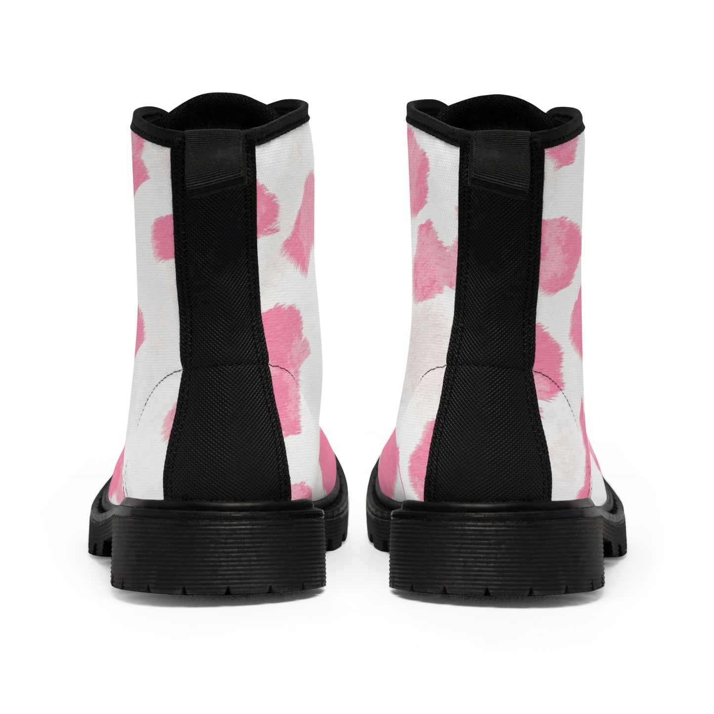 Pink Cow Print Canvas Boots [Women's]