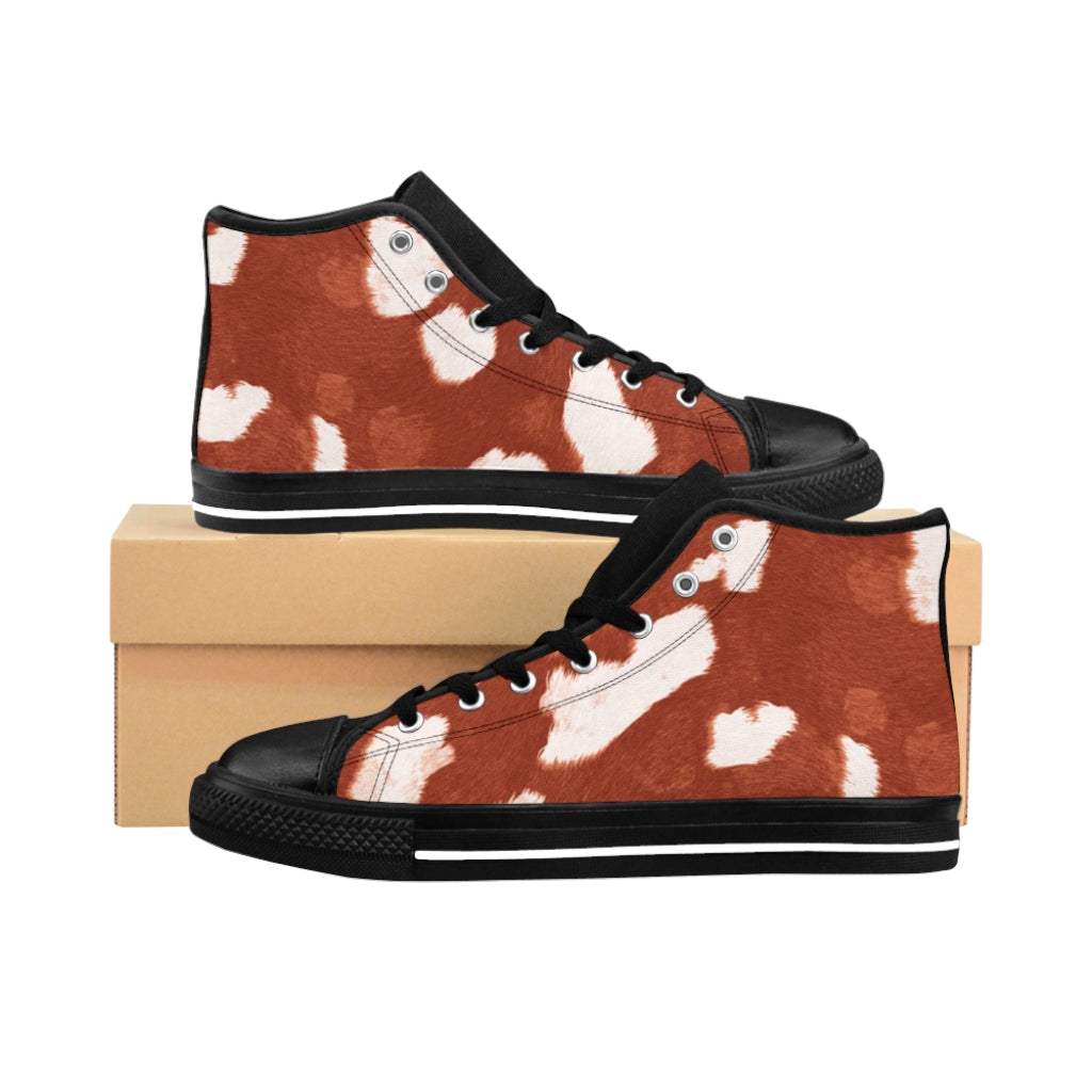 Red High-top Cow Print Sneakers [Women's]